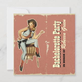Invitation soirée de bachelortie rétro cowgirl western