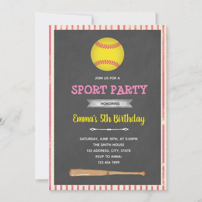 Invitation Soirée de baseball (Devant)