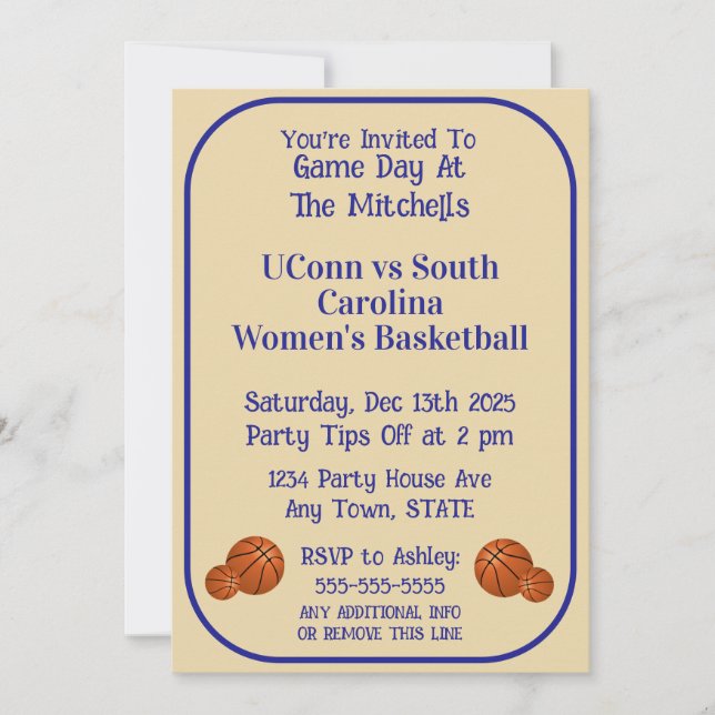 Invitation Soirée de basketball jour de match  (Devant)