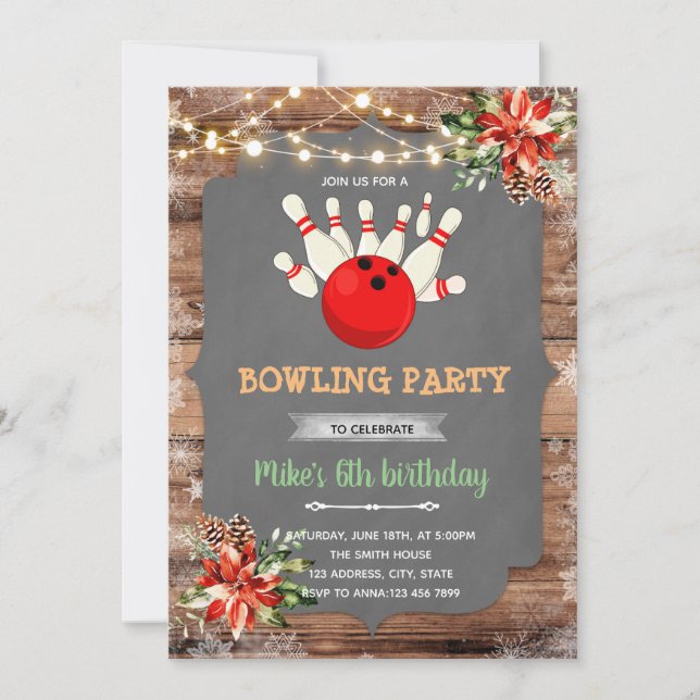 Invitation Soirée de bowling de Noël (Devant)