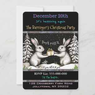 Invitation Soirée de Bunny Fun & Nourriture fête de Noël