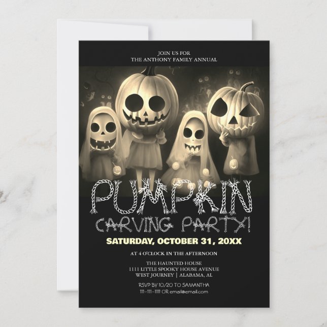 Invitation Soirée de carrosserie simple Citrouille Halloween  (Devant)