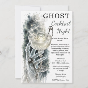 Invitation Soirée de cocktail fantôme Halloween hanté