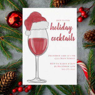 Invitation Soirée de cocktails de Noël / Chapeau de Père Noël