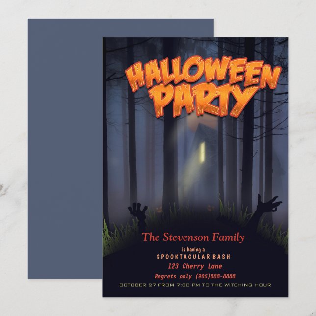 Invitation Soirée de danse zombie maison hantée Halloween (Devant / Derrière)