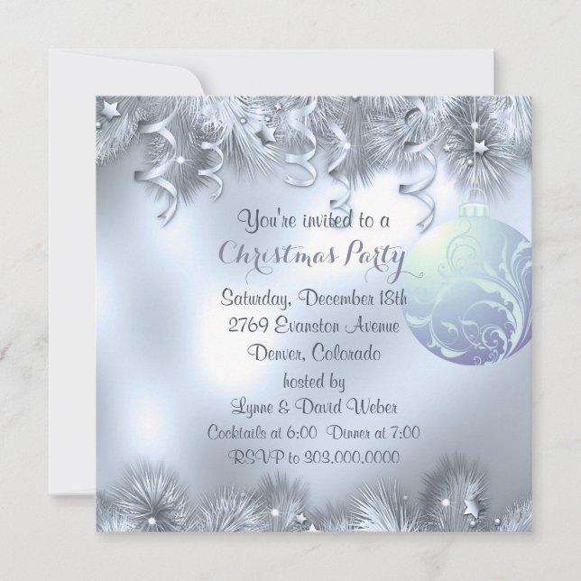Invitation Soirée de décoration de gel d'argent (Devant)