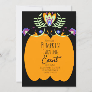 Invitation Soirée de découpage de citrouille d'Halloween