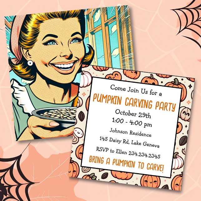 Invitation Soirée de découpage de citrouille d'Halloween (Créateur téléchargé)