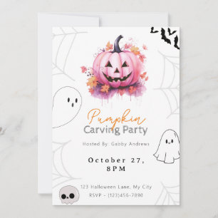 Invitation Soirée de découpage de citrouille Jack-O' Lantern