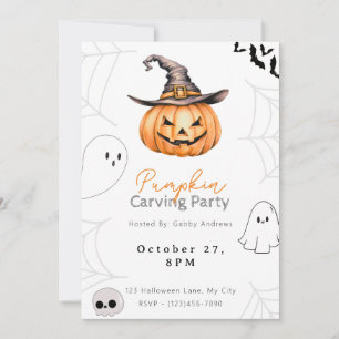 Invitation Soirée de découpage de citrouilles Jack-O' Lantern
