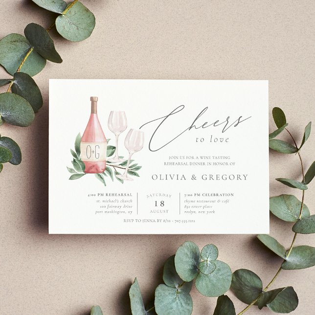 Invitation Soirée de Dégustation de Vins (Elegant wine theme rehearsal dinner invitations)
