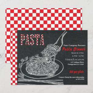 Invitation Soirée de dîner de pâtes Spaghetti Rustique à la c