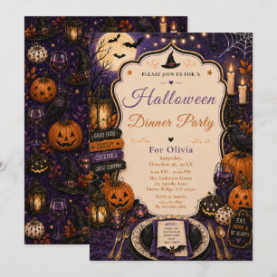 Invitation Soirée de dîner effrayante d'Halloween