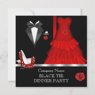 Invitation Soirée de dîner formel Black Tie Red Shoe 2