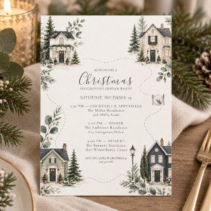 Invitation Soirée de dîner progressif de Noël dans le quartie