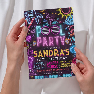 Invitation Soirée de fête au bord de la piscine Fête d'anni