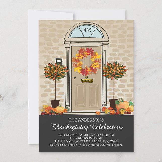Invitation Soirée de fête de Thanksgiving unique (Devant)