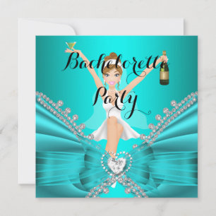 Invitation Soirée de Fiançailles Bleu Turquoise Diamant Dente