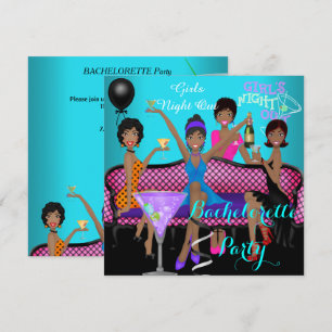 Invitation Soirée de Filles Teal Rose Amusant Filles Cocktail