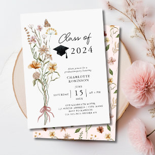 Invitation Soirée de fin d'études du Bouquet Fleur sauvage de