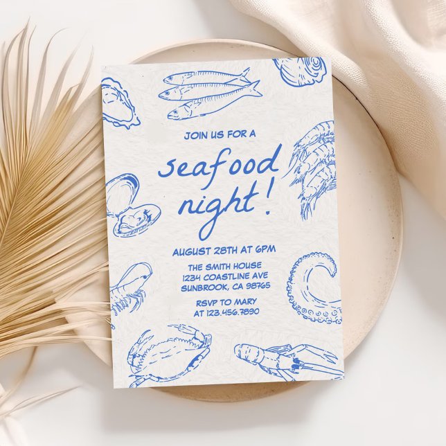 Invitation Soirée de fruits de mer à la main (Créateur téléchargé)