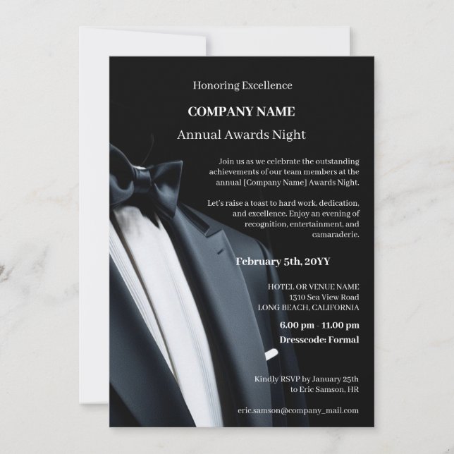 Invitation Soirée de gala de remise de prix Elegant Company (Devant)
