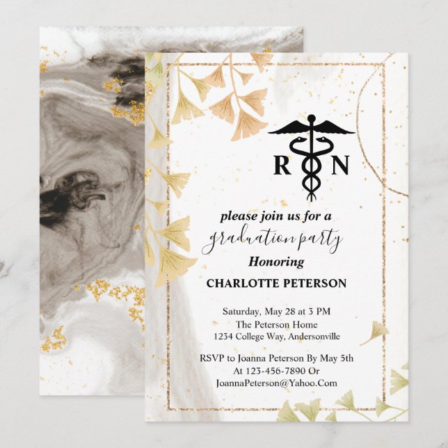 Invitation  Soirée de graduation des infirmières en gris et e (Devant / Derrière)
