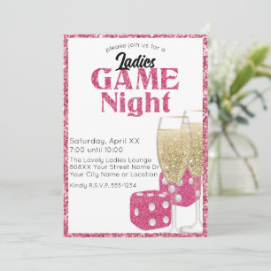 Invitation Soirée de jeu entre dames Champagne et dés paillet