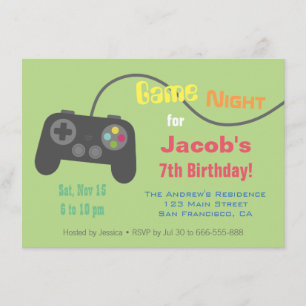 Invitation Soirée de jeu vidéo avec manette de jeu