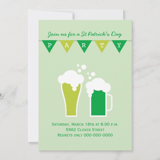 Invitation Soirée de la bière verte St Patrick's Day Party (Devant)
