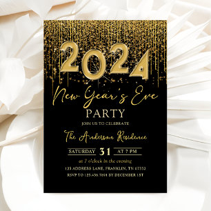 Invitation Soirée de la Parties scintillant d'or 2024