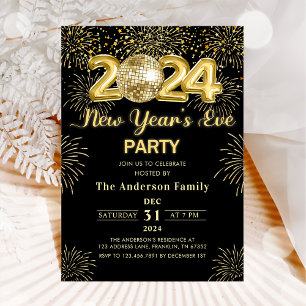 Invitation Soirée de la Parties scintillant d'or 2024