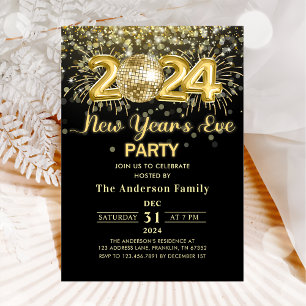 Invitation Soirée de la Parties scintillant d'or 2024
