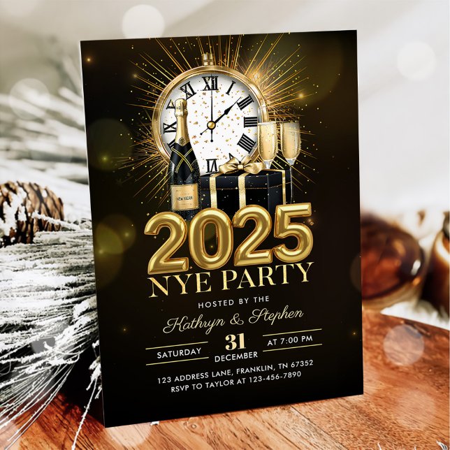 Invitation Soirée de la Parties scintillant d'or 2025 (Créateur téléchargé)