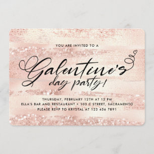 Invitation Soirée de la Saint-Galentin, Rose élégant