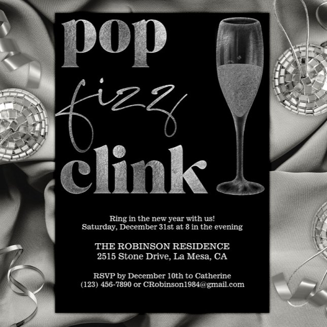 Invitation Soirée de la Saint Sylvestre Étincelle Cheers (Créateur téléchargé)