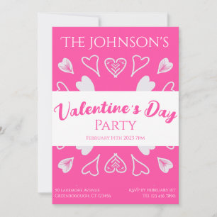 Invitation Soirée de la Saint-Valentin Moderne Rose Chaud