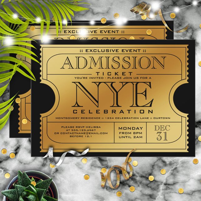 Invitation Soirée de la veille Golden Ticket Party (Créateur téléchargé)