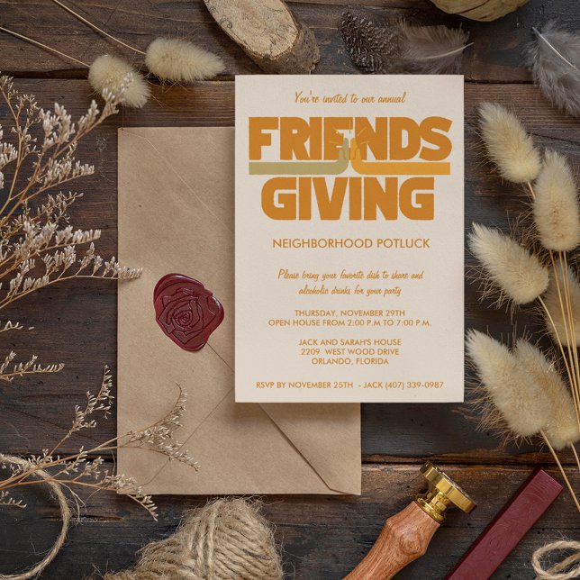 Invitation Soirée de l'amitié Thanksgiving Potluck Party (Créateur téléchargé)