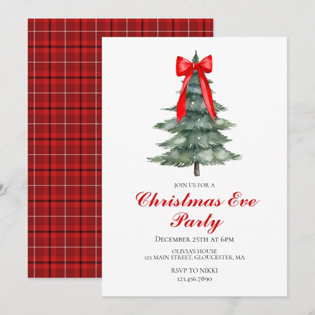 Invitation soirée de l'arbre de Noël (Devant / Derrière)