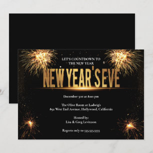 Invitation Soirée de l'Elegant Gold & Black New Years