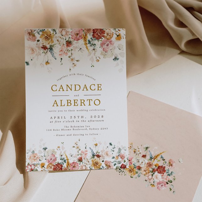 Invitation Soirée de mariage branchée Boho Garden Flowers (Créateur téléchargé)