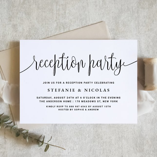 Invitation Soirée de mariage de calligraphie noire (Créateur téléchargé)