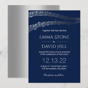 Invitation Soirée de mariage de musique Elégant Marine & Arge