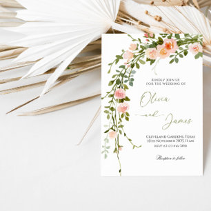 Invitation Soirée de mariage élégante de la couronne Rose