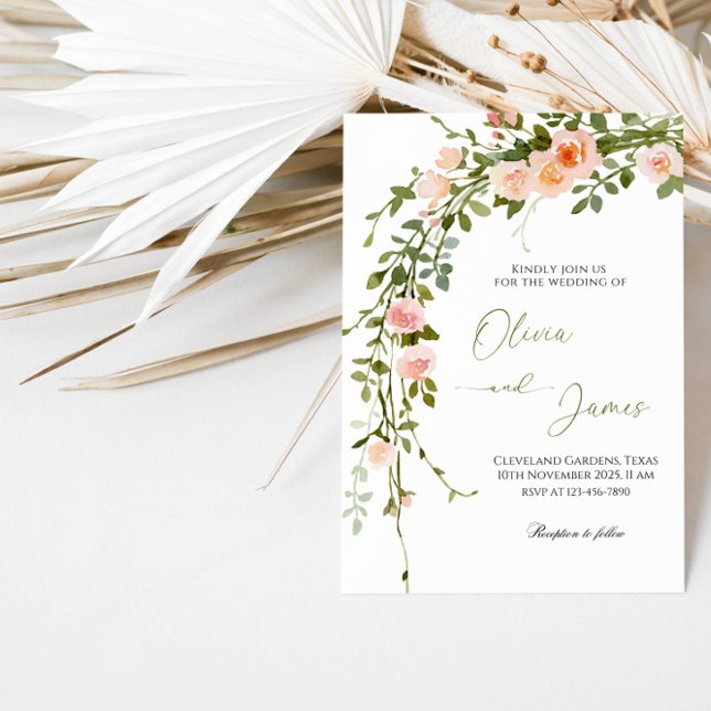 Invitation Soirée de mariage élégante de la couronne Rose (Créateur téléchargé)