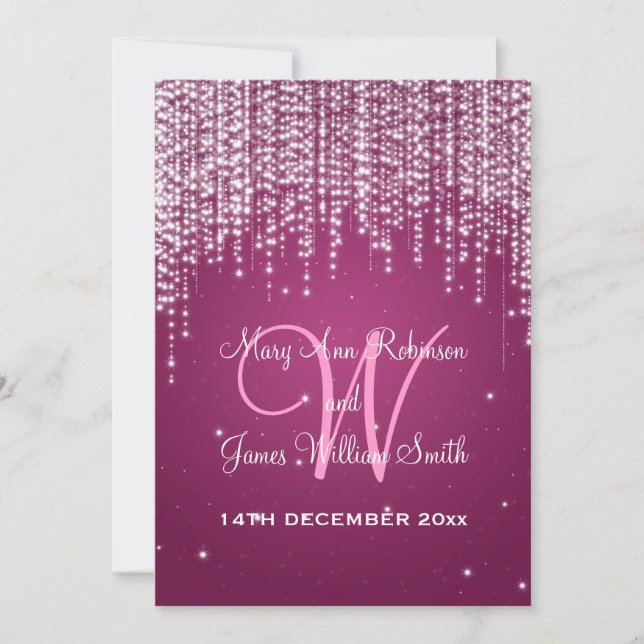 Invitation Soirée de mariage élégante éblouissante Berry rose (Devant)