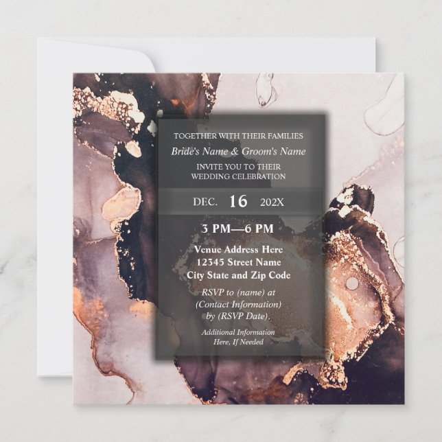 Invitation Soirée de mariage élégante, moderne et luxueuse do (Devant)