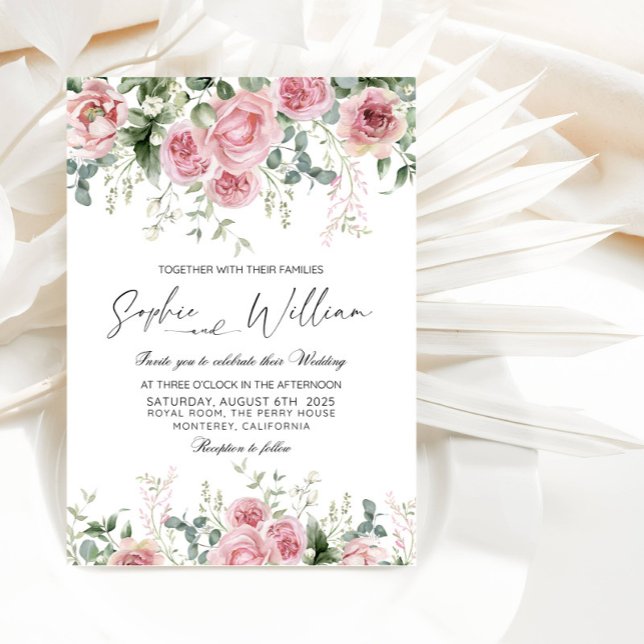 Invitation Soirée de mariage élégante rose roses (Créateur téléchargé)