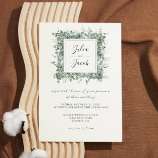 Invitation Soirée de mariage simple Eucalyptus Green